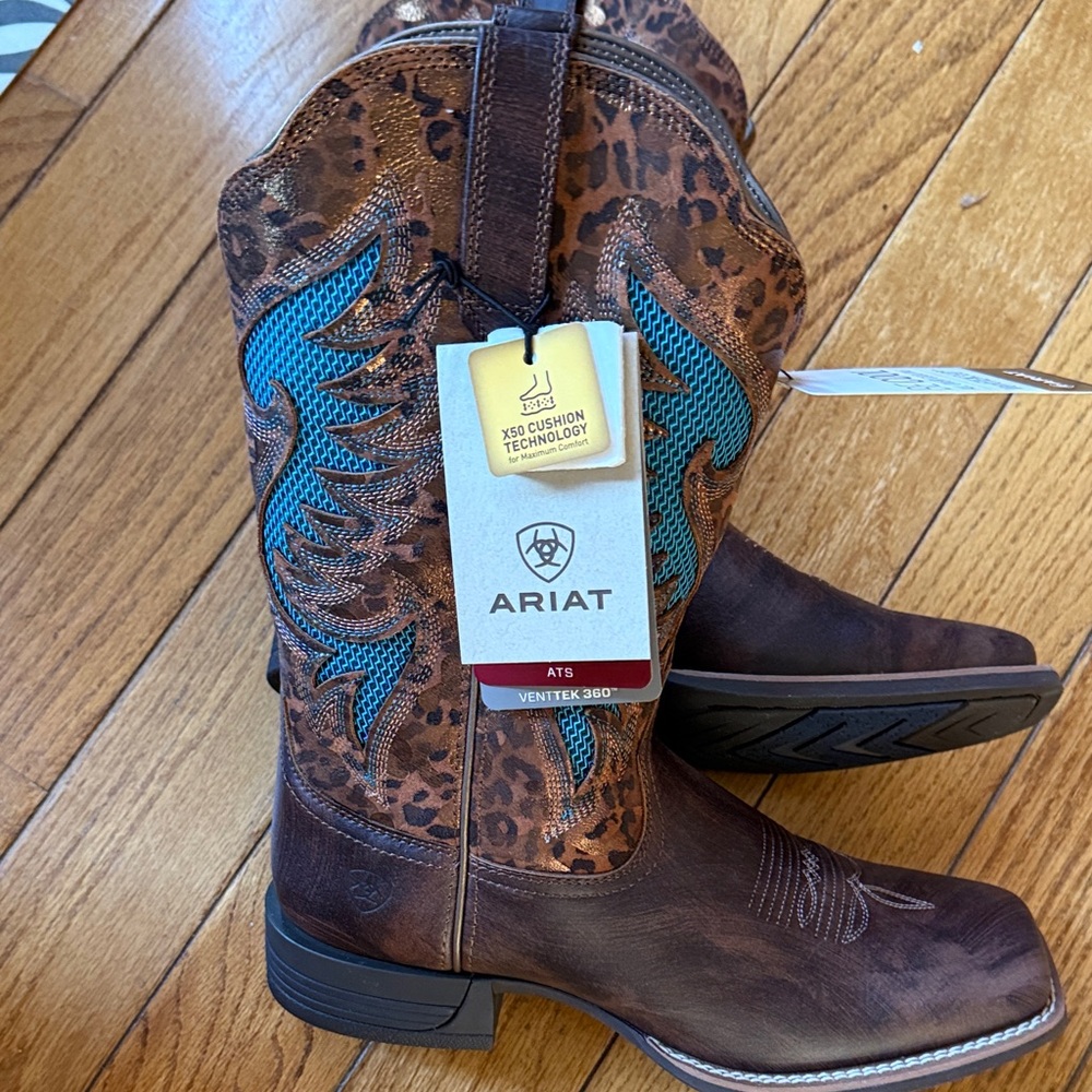 Ariat Brown and Teal Western Boots NEW - Picture 10 of 12